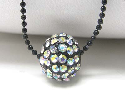 Crystal stud enamel metal ball pendant necklace