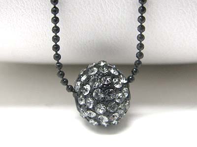 Crystal stud enamel metal ball pendant necklace