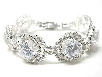 Crystal and rhine stone link bracelet