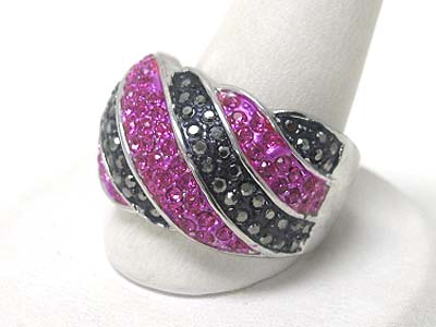 Crystal and hematite combination fashion ring