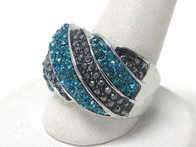 Crystal and hematite combination fashion ring