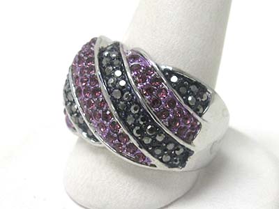 Crystal and hematite combination fashion ring