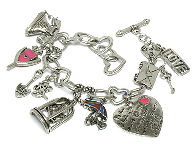 Multi language of love theme charm bracelet