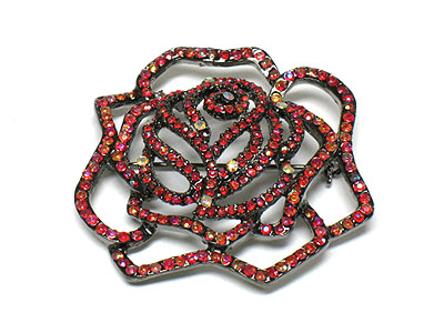 Designer style crystal rose brooch