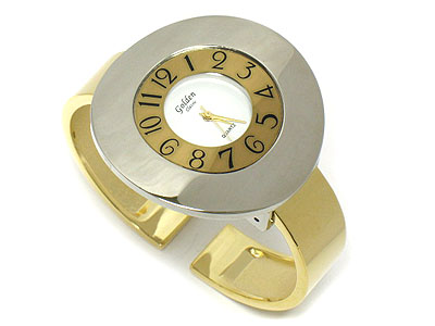 Designer style arced round face bangle watch