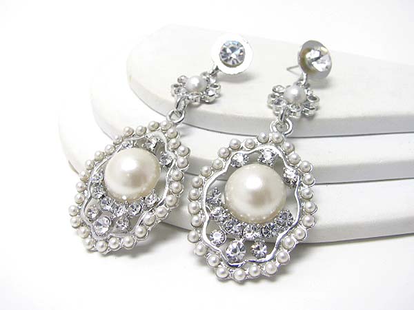 Crystal and pearl deco drop earring