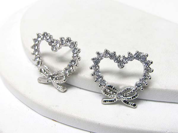 Crystal heart and ribbon earring