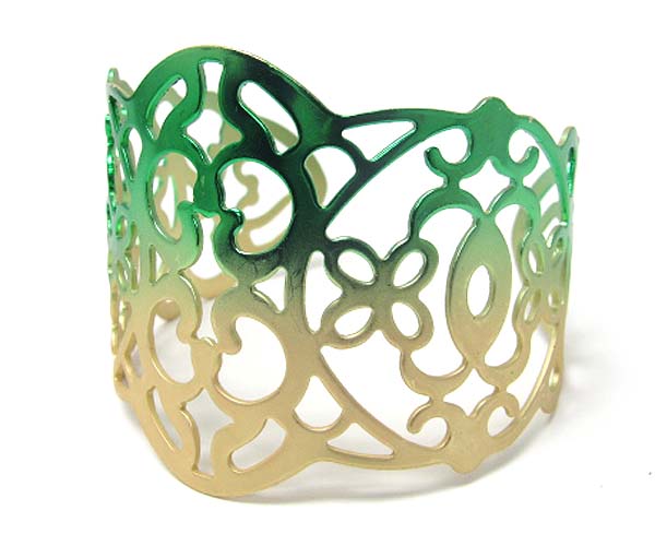 Color faded metal filigree bracelet