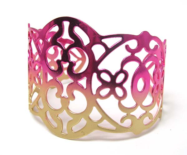 Color faded metal filigree bracelet