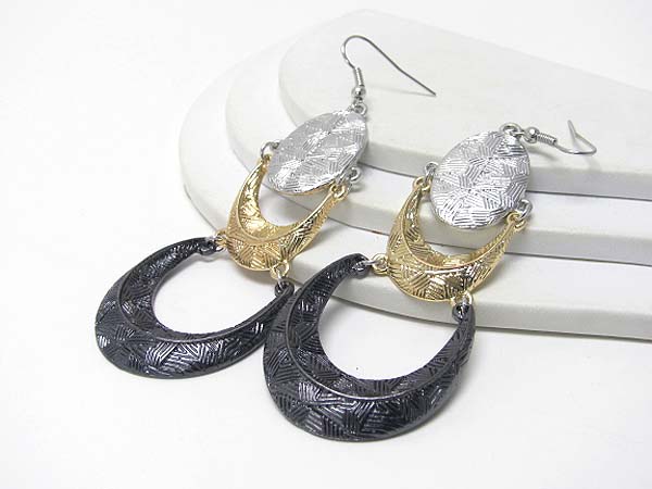 Textured metal drop earring