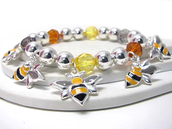 Multi bee charm stretch bracelet