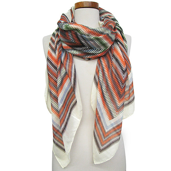 100% polyester oversized zigzag square spring fashion scarf