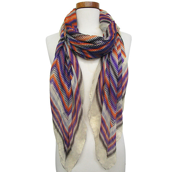 100% polyester oversized zigzag square spring fashion scarf