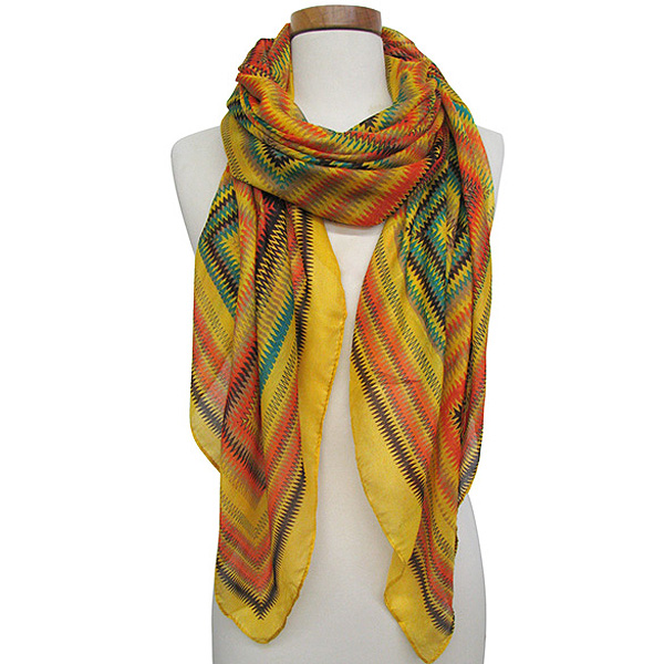 100% polyester oversized zigzag square spring fashion scarf