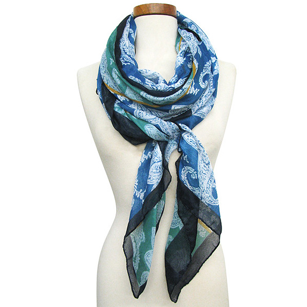 100% polyester oversized two tone paisley spring fashion scarf