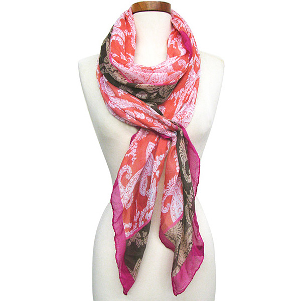 100% polyester oversized two tone paisley spring fashion scarf