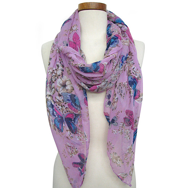 100% polyester oriental butterfly spring fashion scarf