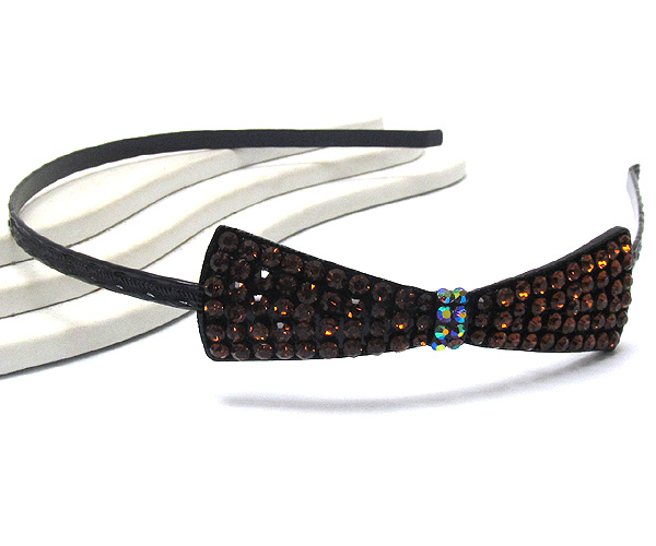 Crystal stud ribbon accent metal headband