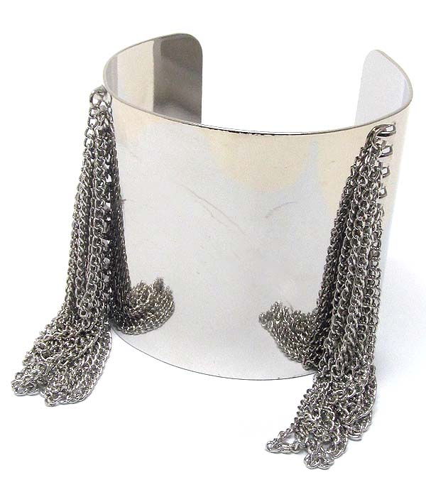 Metal plane cuff drop multi chain on edge 