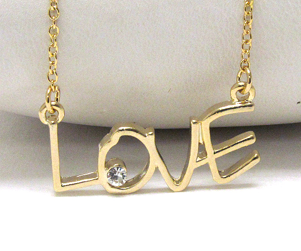 Crystal metal love theme chain necklace -valentine