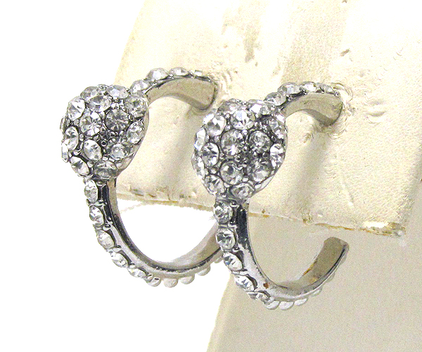 Crystal metal fire ball on center hoop earring - hoops