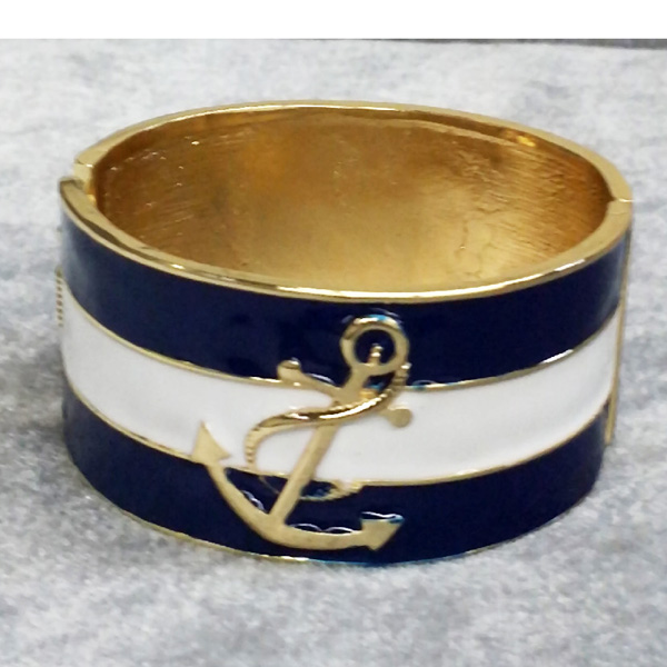 Epoxy and anchor hinge bangle bracelet