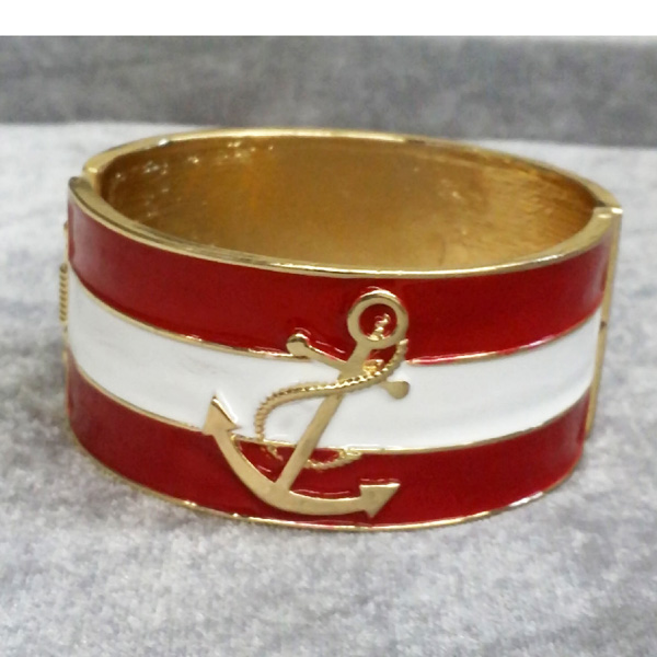 Epoxy and anchor hinge bangle bracelet