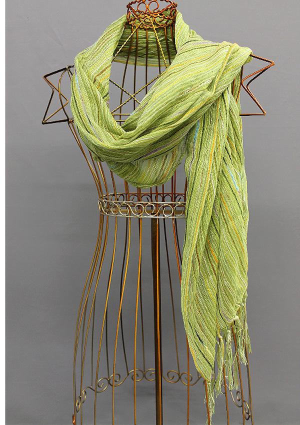 Lurex stripe fringe edge scarf