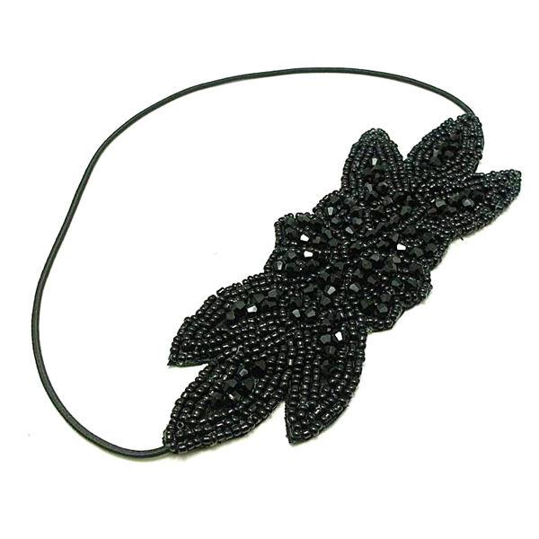 Multi seed bead on fabric stretch headband