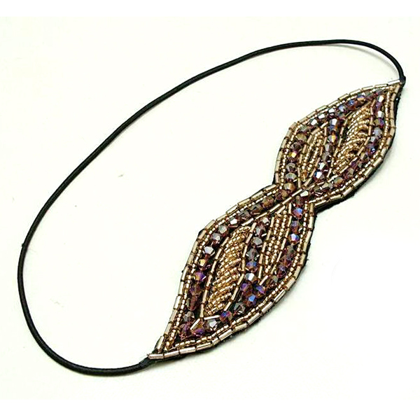 Multi seed bead on fabric stretch headband