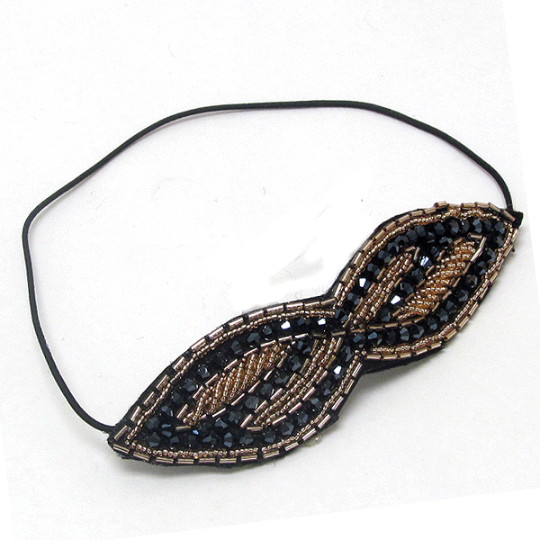 Multi seed bead on fabric stretch headband