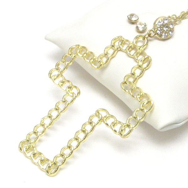 Chain cross pendant necklace earring set