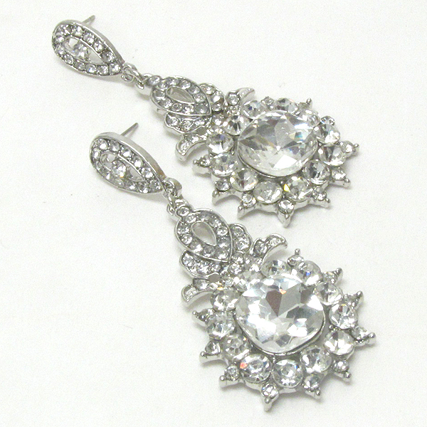 Facet stone and crystal deco drop earring