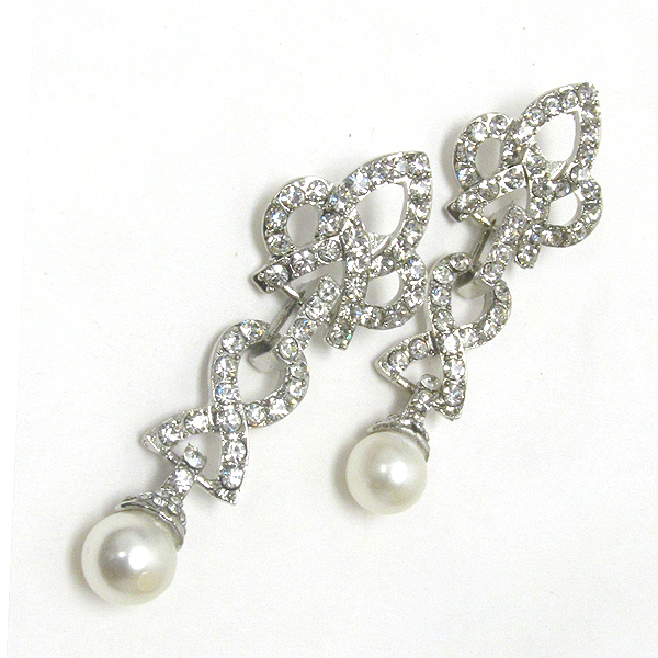 Crystal and pearl deco drop earring