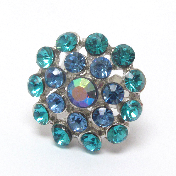 Multi crystal deco adjustable flower ring