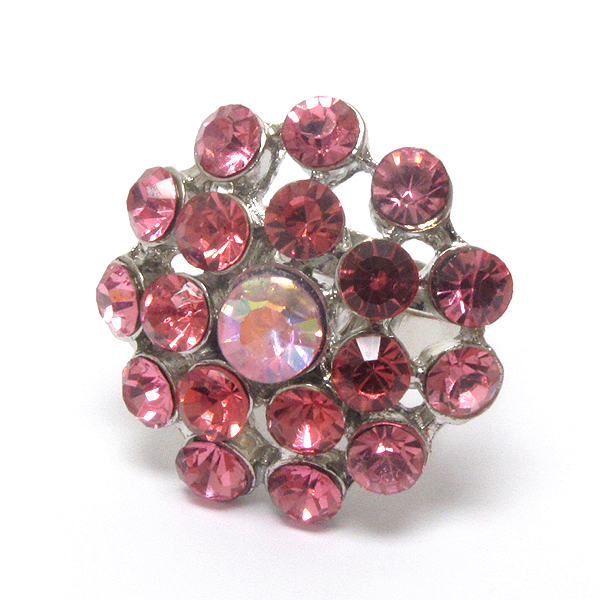 Multi crystal deco adjustable flower ring