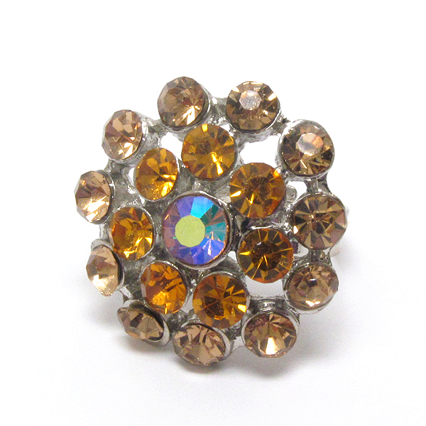 Multi crystal deco adjustable flower ring