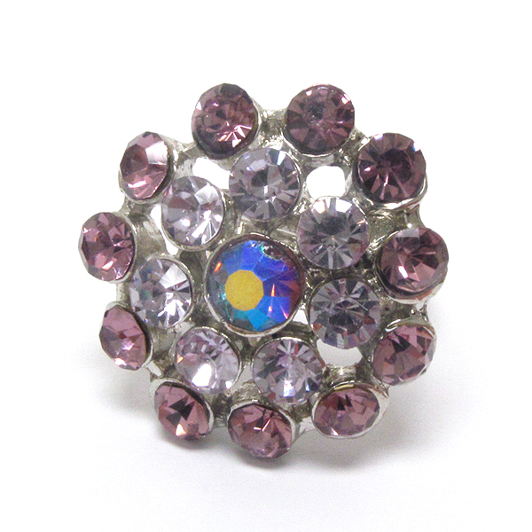 Multi crystal deco adjustable flower ring