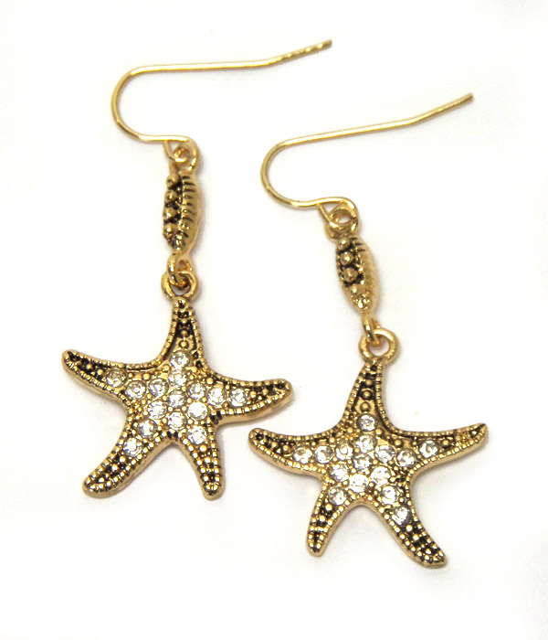 Crystal starfish earring