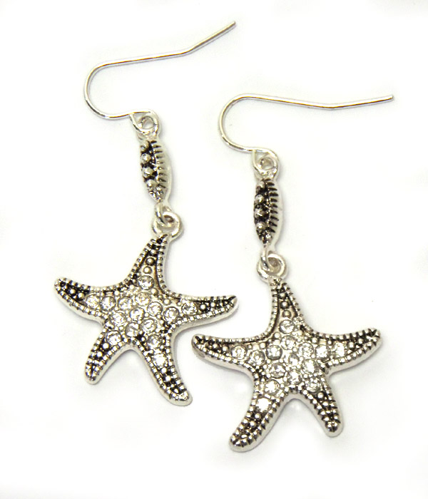 Crystal starfish earring