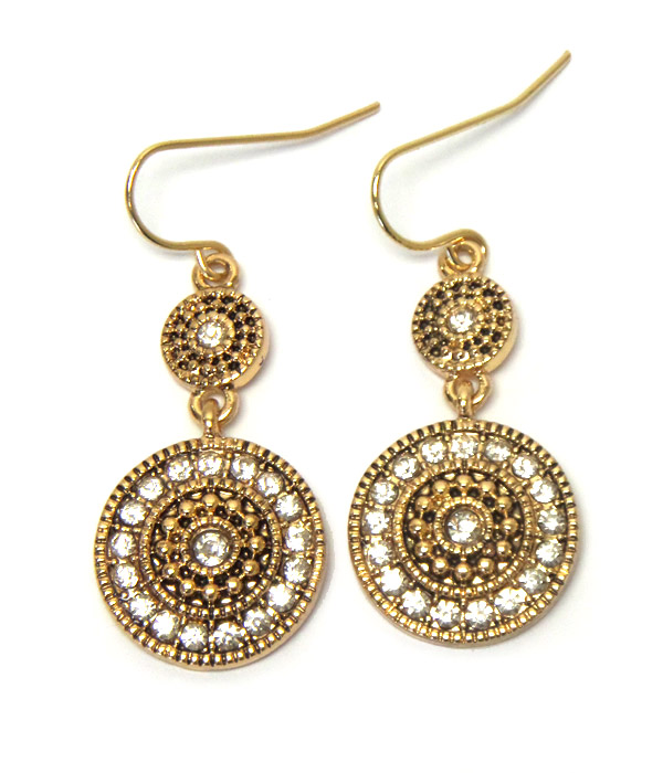 Crystal disk drop earring