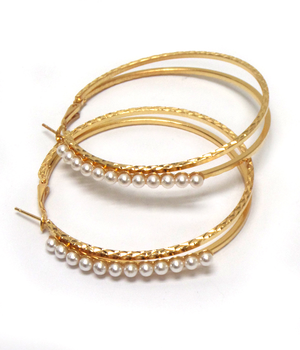 Pearl two layer hoop earrings 
