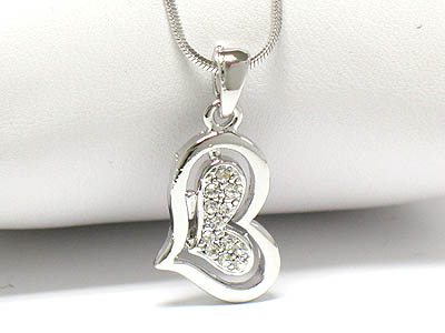 Made in korea whitegold plating crystal filled heart necklace -valentine