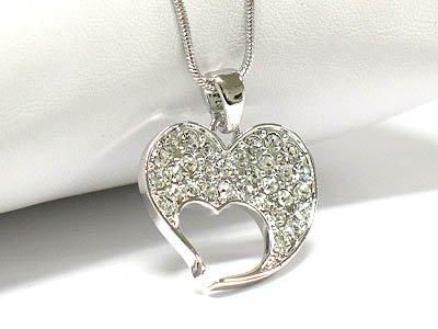 Made in korea whitegold plating crystal cut out heart necklace