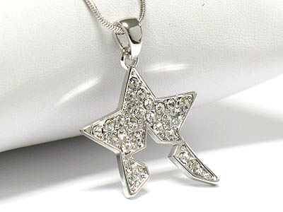 Made in korea whitegold plating crystal cut out star necklace