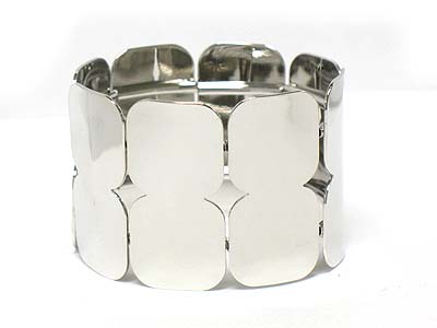 Double square pattern metal stretch bracelet