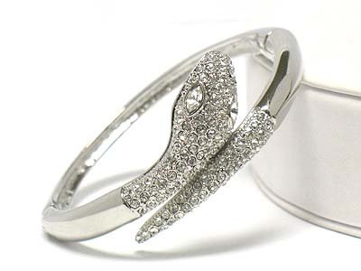 Crystal snake shape hinge bangle