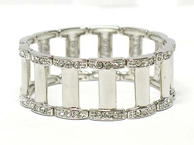 Crystal edge metal stick stretch bracelet