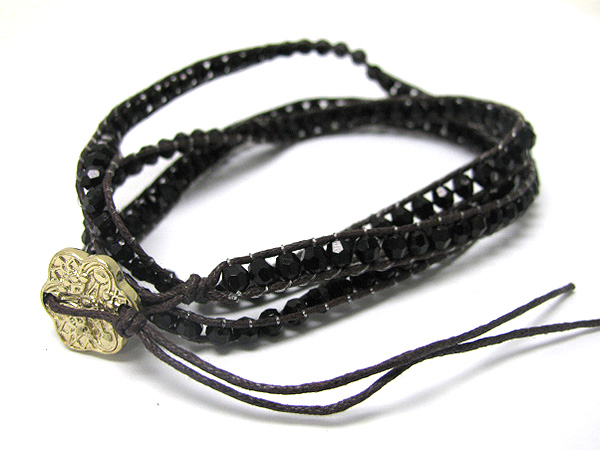 Multi line glass stone thread wrist band