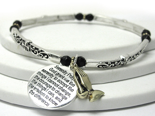 Inspiration bible message disk dangle metal stretch bracelet